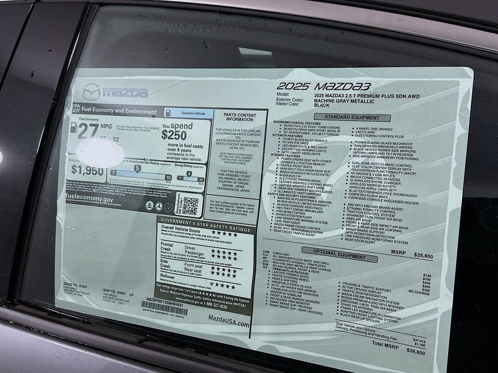 New 2025 MAZDA MAZDA3 2.5 Turbo Sedan w/Premium Plus image 12