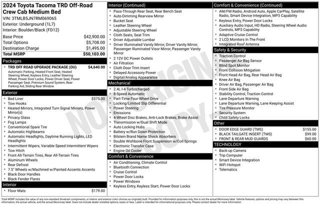 Certified 2024 Toyota Tacoma TRD Off-Road w/ TRD Off Road Upgrade Package AWD/4WD image 34