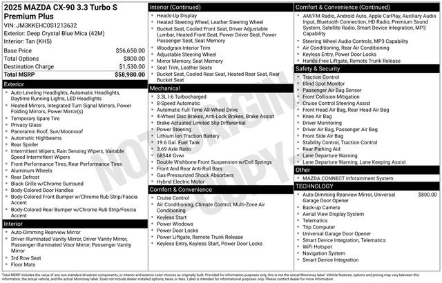 Certified 2025 MAZDA CX-90 3.3 Turbo S w/ Premium Plus image 43