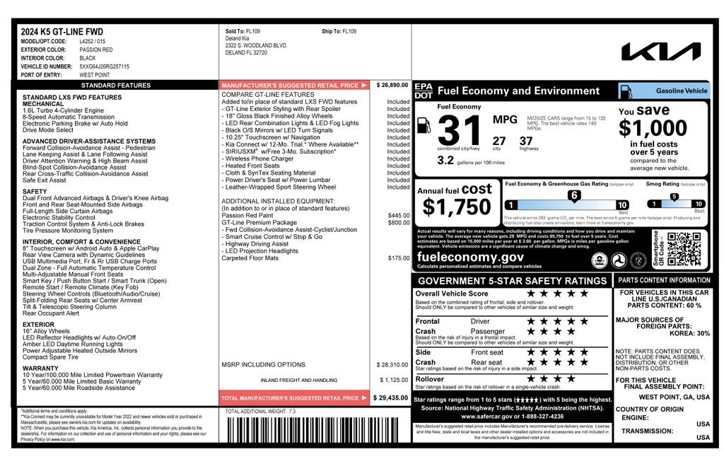 Used 2024 Kia K5 GT-Line w/ GT-Line Premium Package image 4