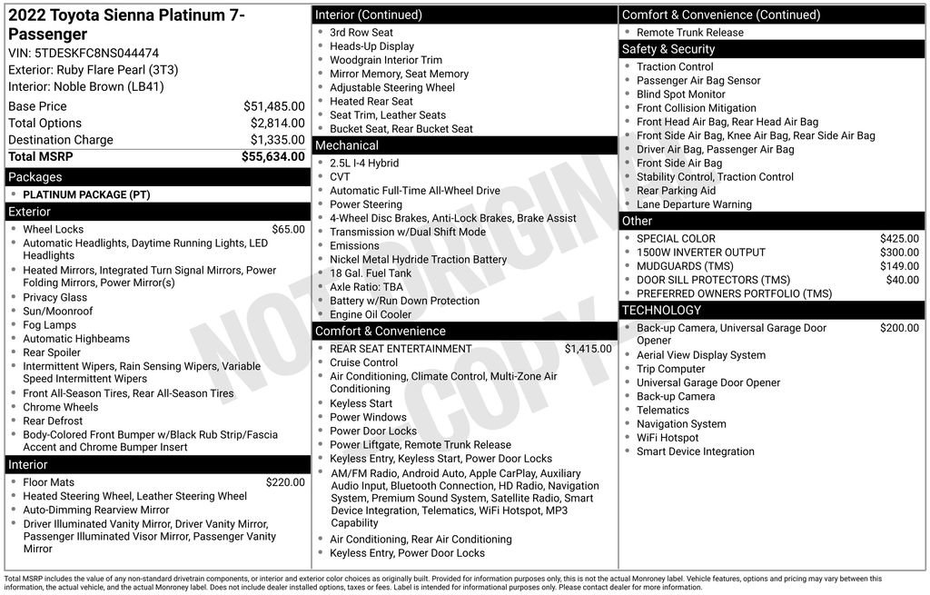 Used 2022 Toyota Sienna Platinum AWD/4WD image 6