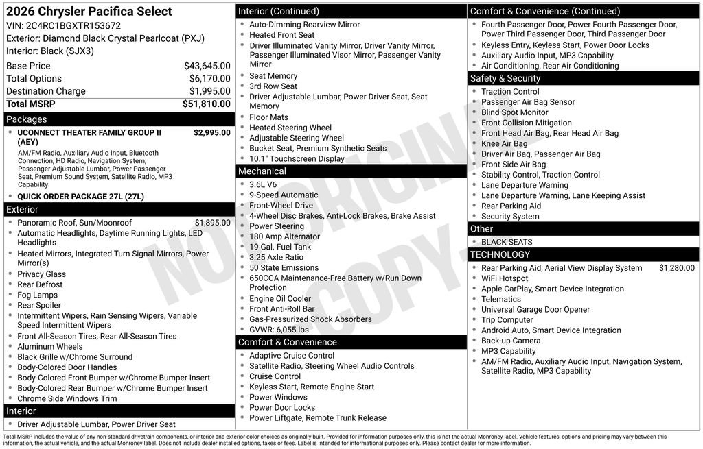 New 2026 Chrysler Pacifica Select image 6