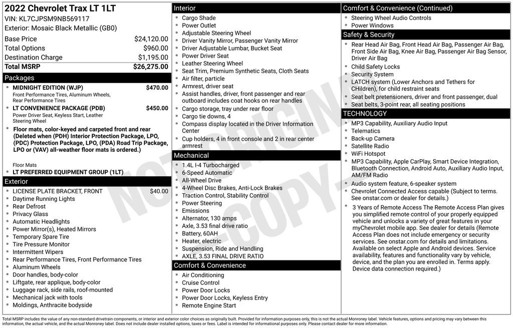 Used 2022 Chevrolet Trax LT w/ Midnight Edition AWD/4WD image 6