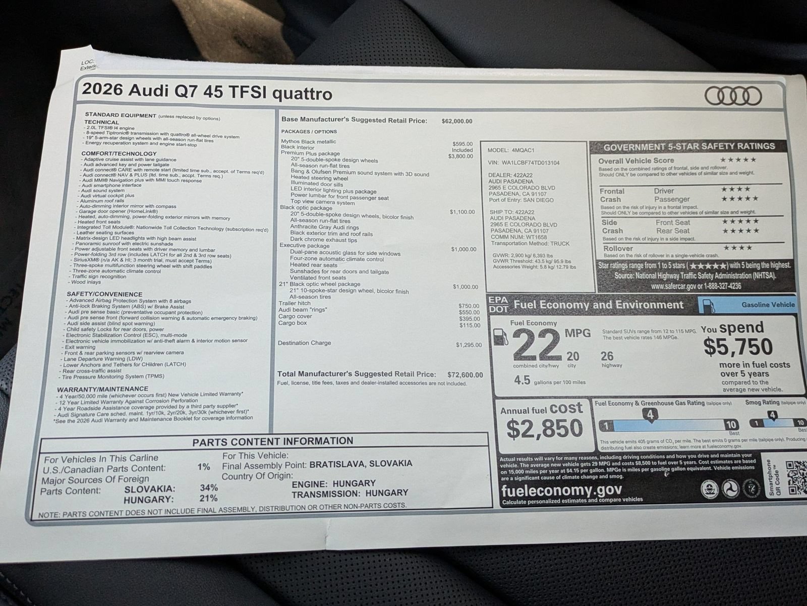 New 2026 Audi Q7 2.0T Premium Plus AWD/4WD image 18
