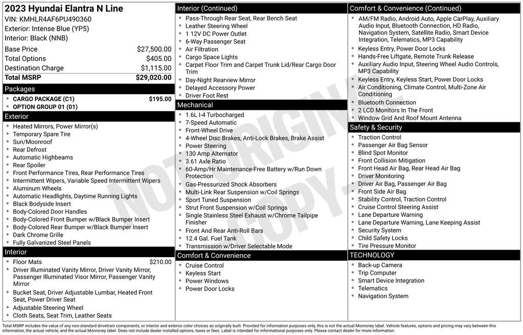 Used 2023 Hyundai Elantra N Line w/ Cargo Package FWD image 35