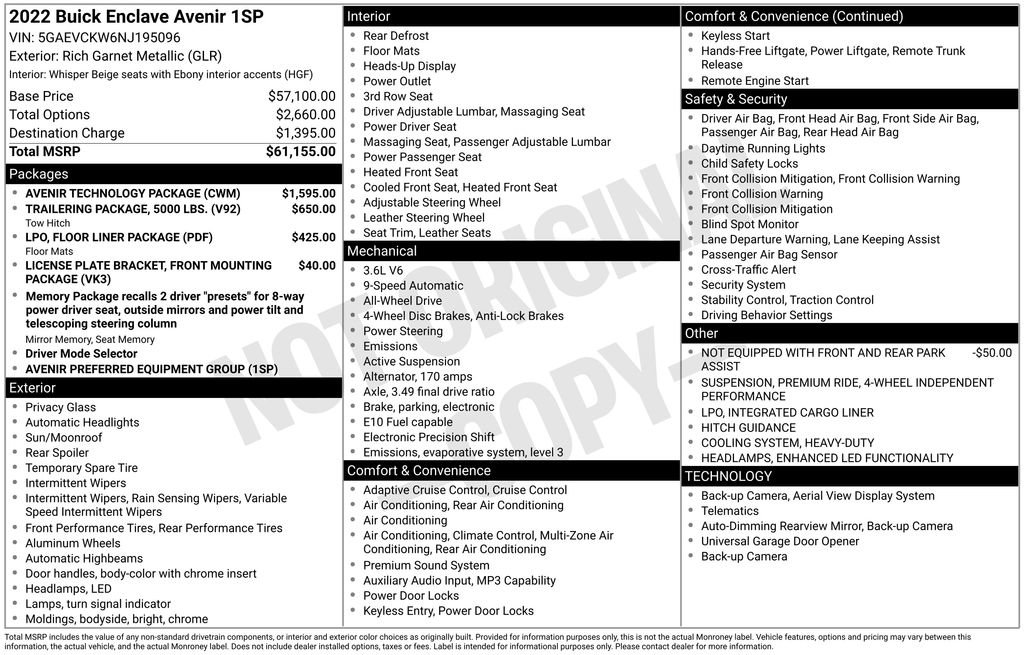 Certified 2022 Buick Enclave Avenir w/ Avenir Technology Package image 5