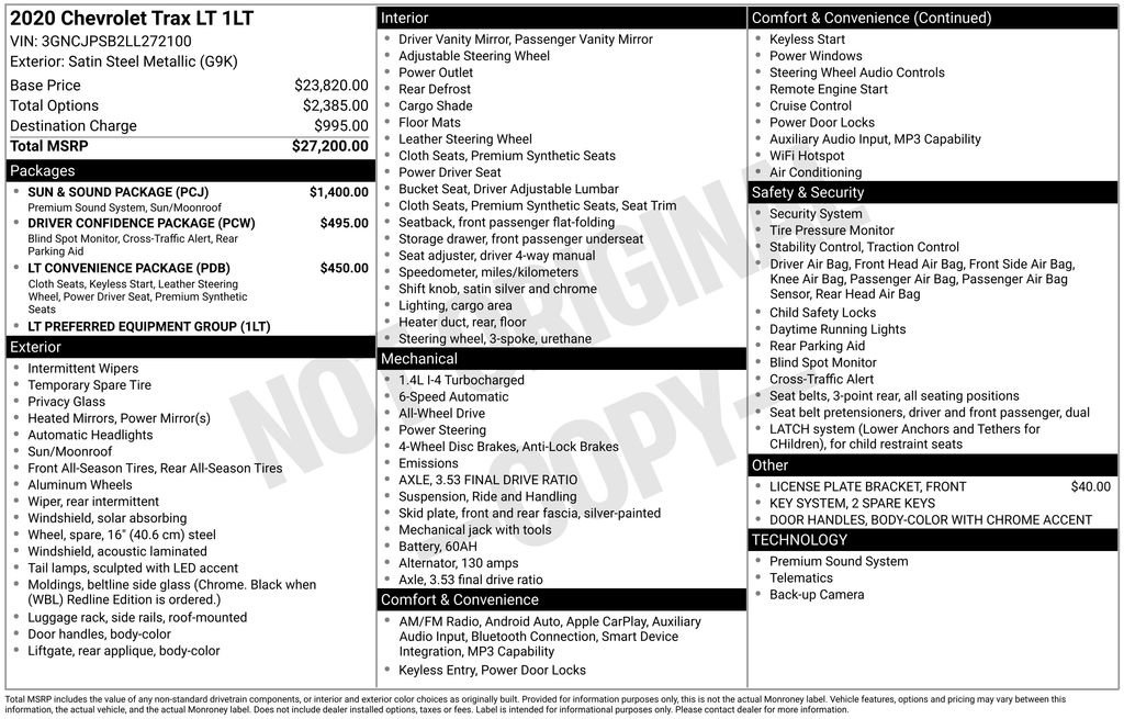 Used 2020 Chevrolet Trax LT w/ Sun & Sound Package image 16