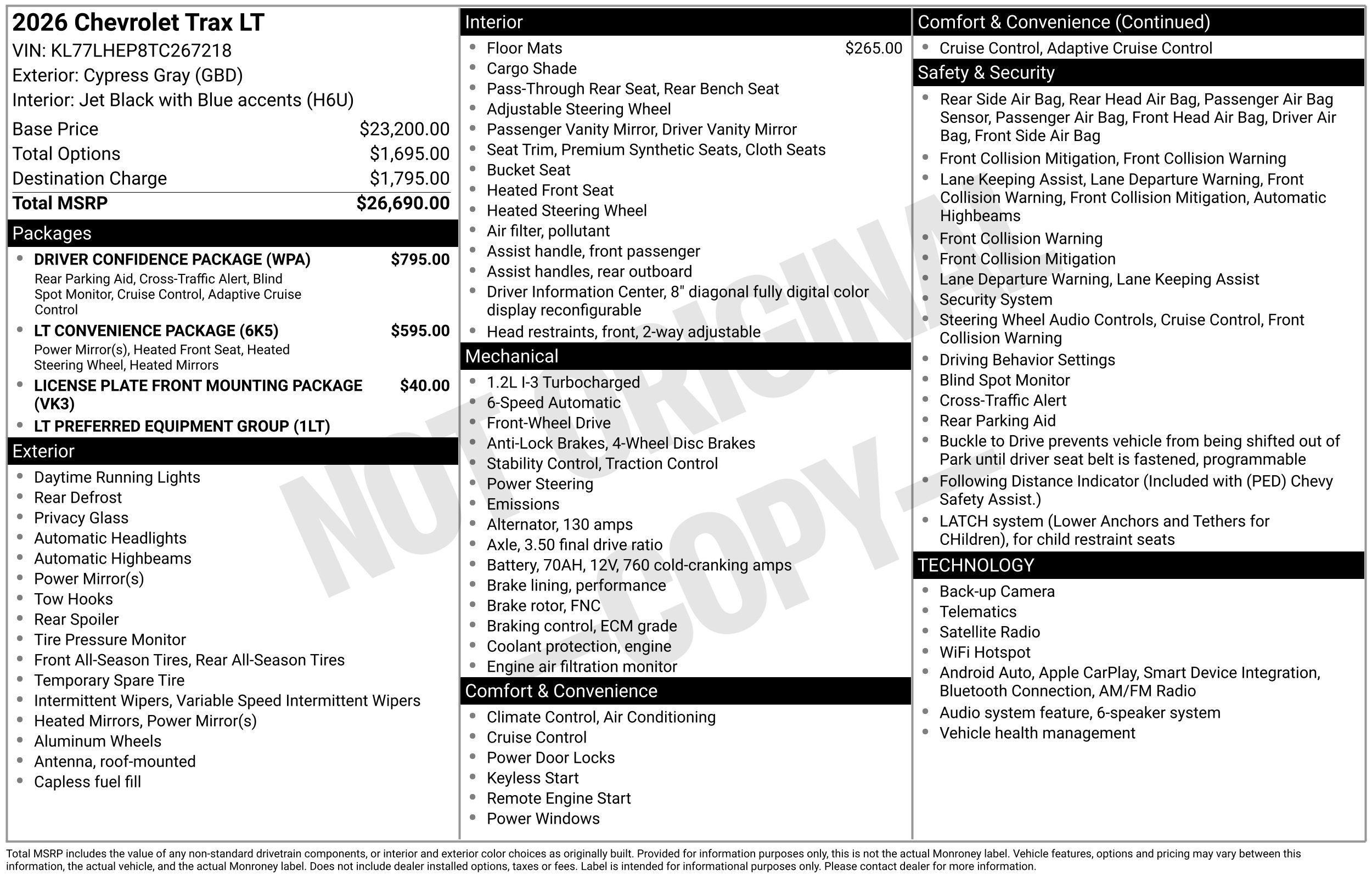 New 2026 Chevrolet Trax LT w/ Driver Confidence Package FWD image 3