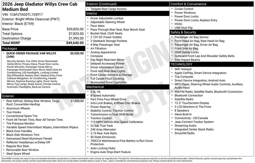 Certified 2026 Jeep Gladiator Sport AWD/4WD image 42