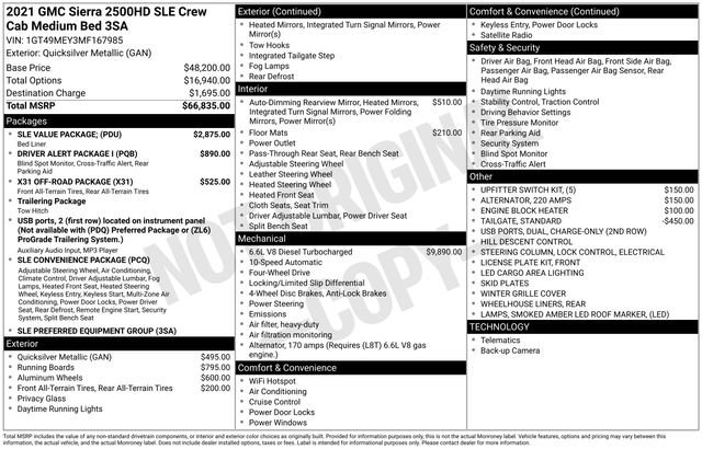 Used 2021 GMC Sierra 2500 SLE w/ SLE Value Package; image 5