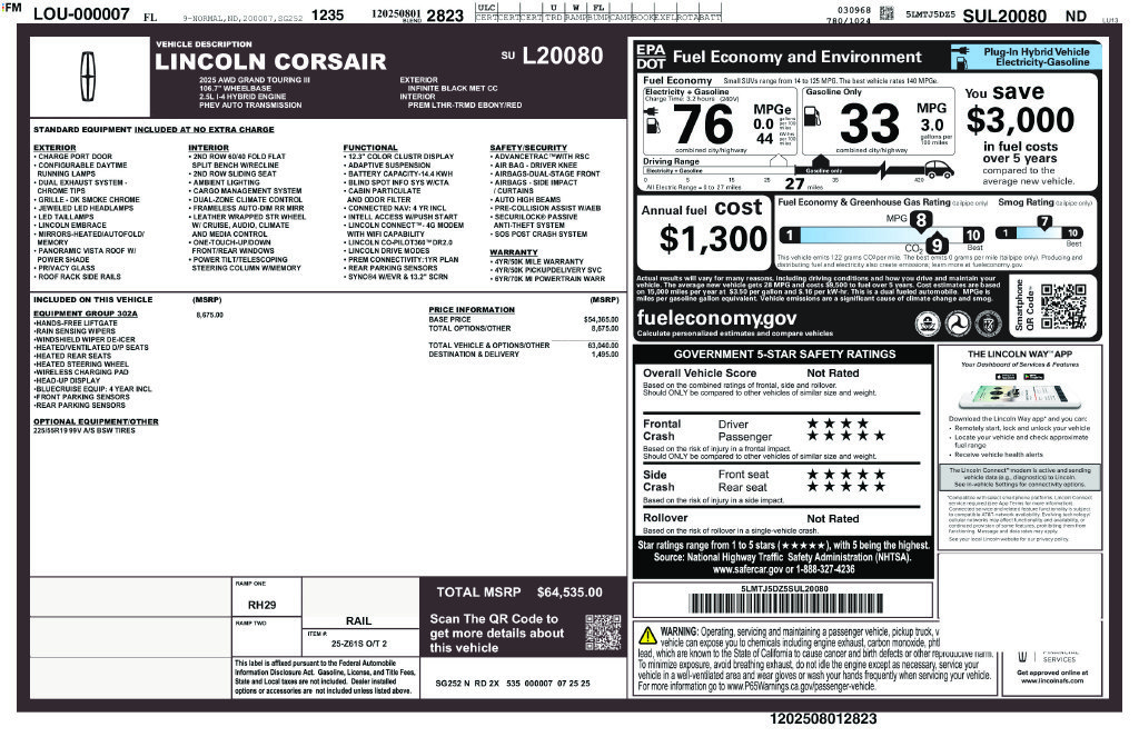 New 2025 Lincoln Corsair Grand Touring w/ Equipment Group 302A AWD/4WD image 32