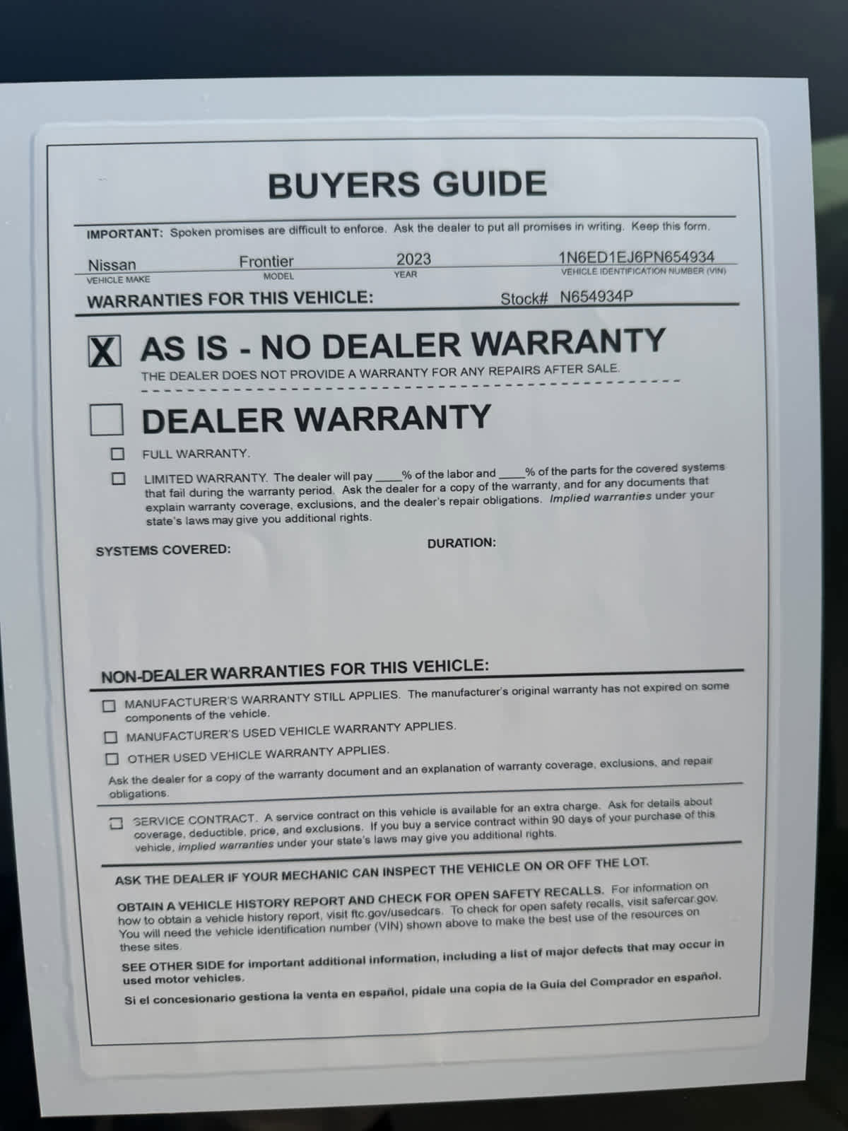 Used 2023 Nissan Frontier SV w/ Midnight Edition Package RWD image 28