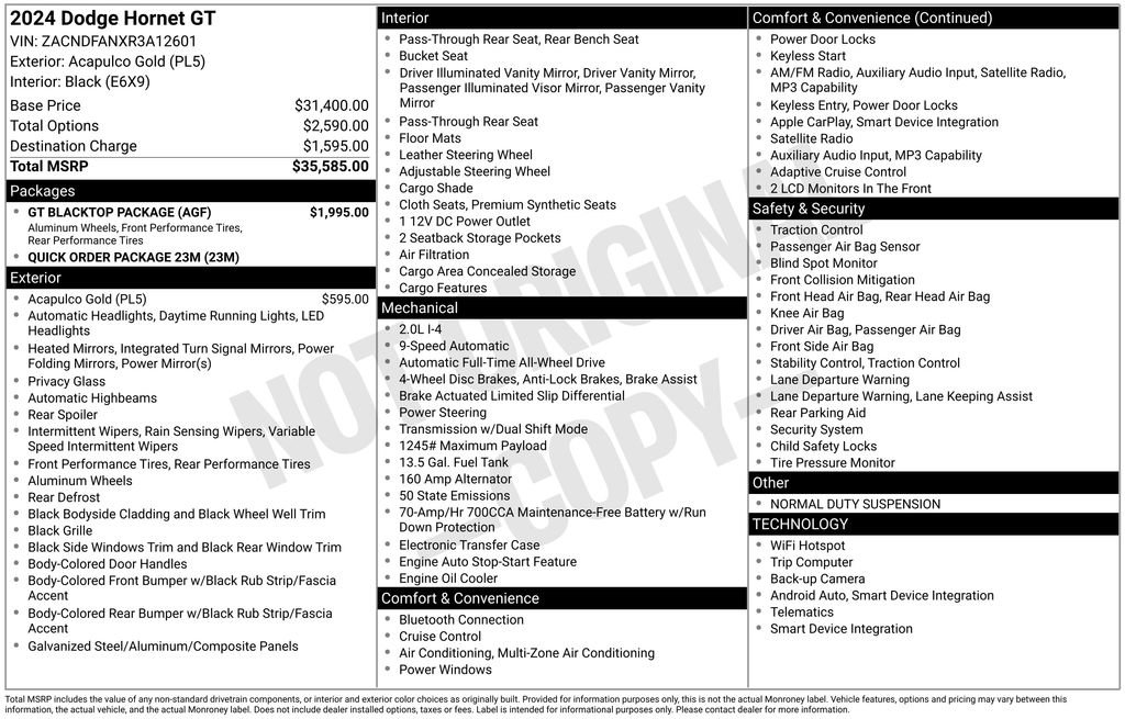 Certified 2024 Dodge Hornet GT w/ GT Blacktop Package AWD/4WD image 5