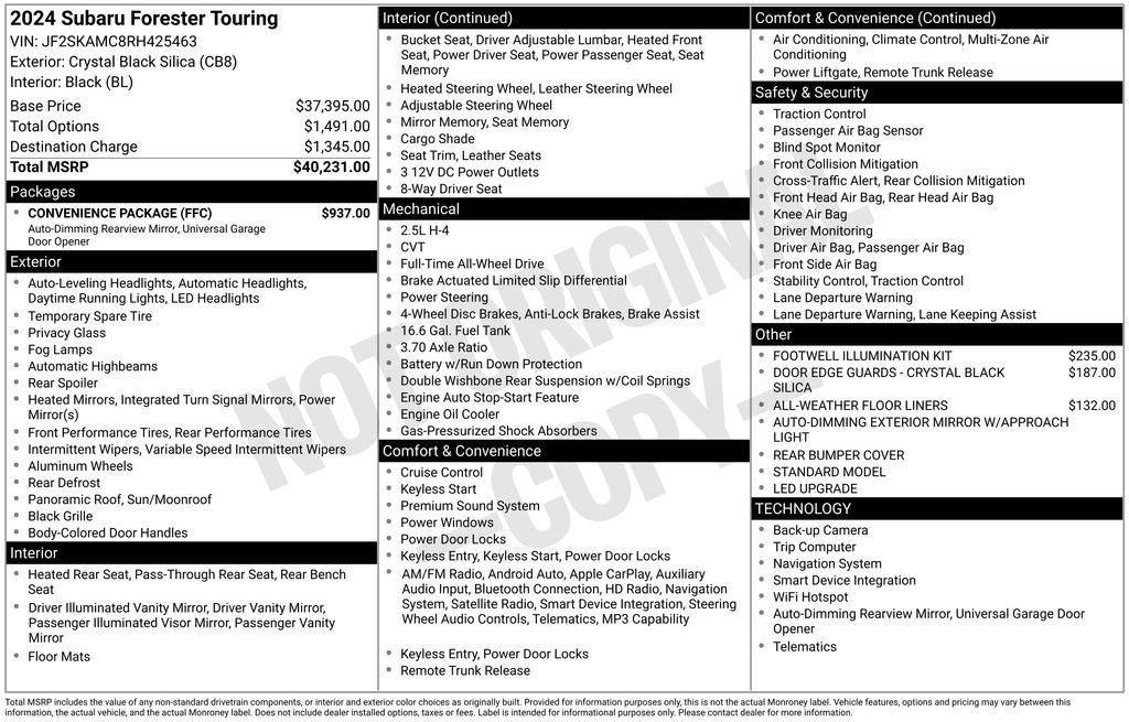 Used 2024 Subaru Forester Touring w/ Convenience Package image 6