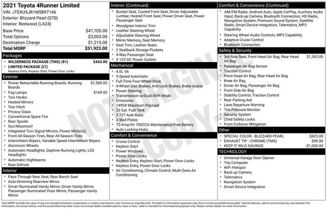 Used 2021 Toyota 4Runner Limited w/ Wilderness Package (TMS) image 15