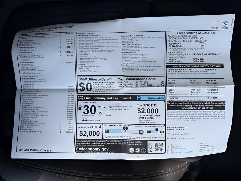 New 2027 BMW 430i Convertible w/ M Sport Package RWD image 25