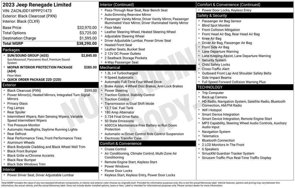 Used 2023 Jeep Renegade Limited w/ Sun/Sound Group AWD/4WD image 29