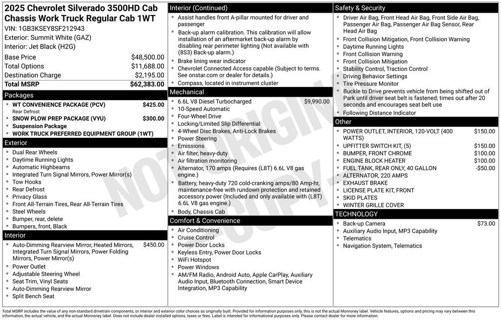 Used 2025 Chevrolet Silverado 3500 W/T w/ WT Convenience Package AWD/4WD image 22