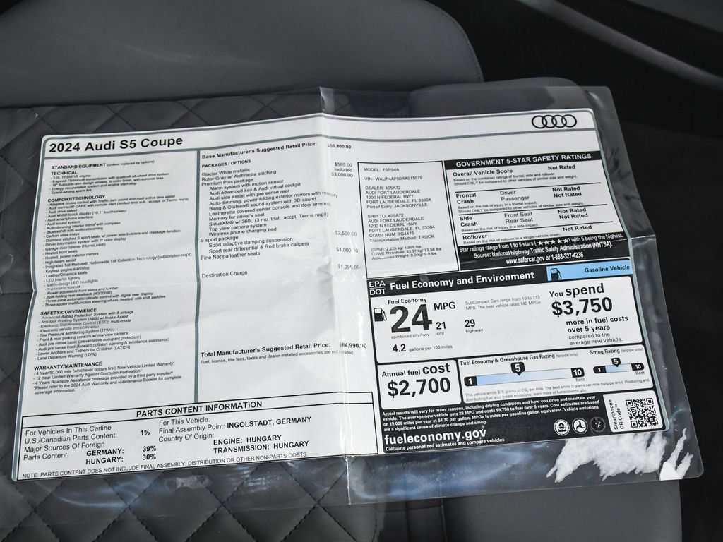 Used 2024 Audi S5 Premium Plus w/ Premium Plus AWD/4WD image 62