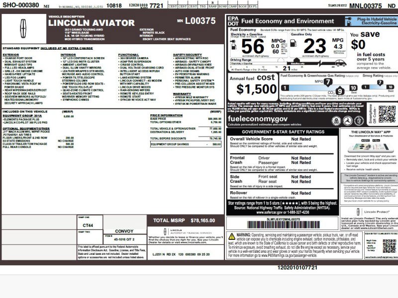 Used 2021 Lincoln Aviator Grand Touring w/ Equipment Group 301A AWD/4WD image 2
