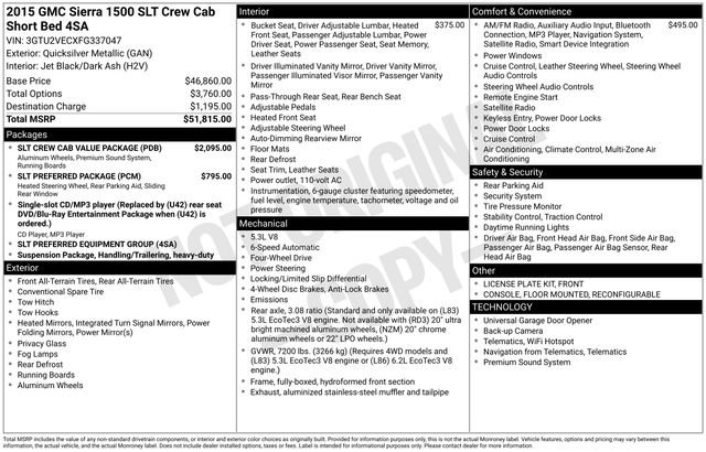 Used 2015 GMC Sierra 1500 SLT w/ SLT Crew Cab Value Package image 27