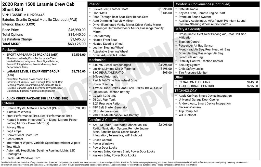 Used 2020 RAM 1500 Laramie w/ Sport Appearance Package image 34