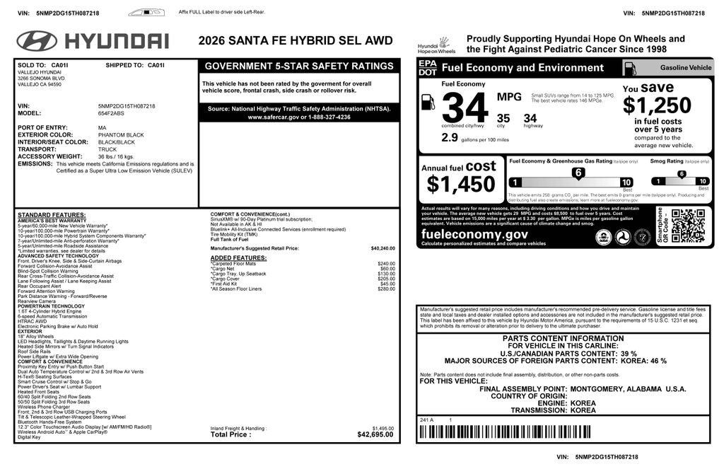 Used 2026 Hyundai Santa Fe SEL image 4