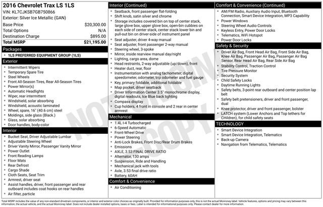 Used 2016 Chevrolet Trax LS FWD image 9