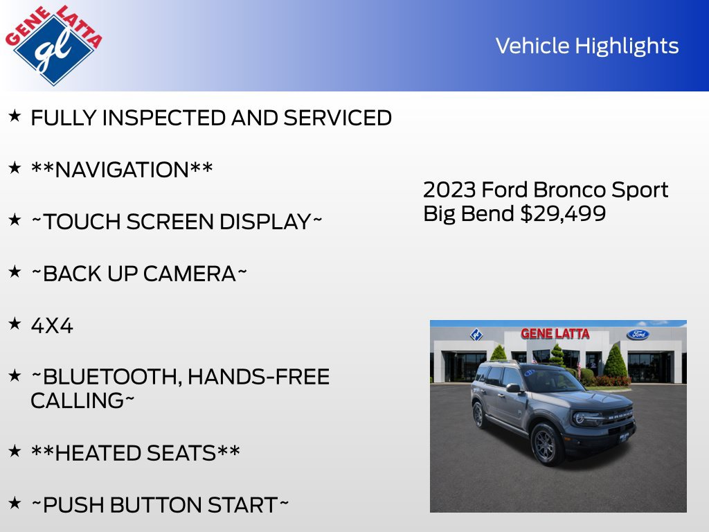 Certified 2023 Ford Bronco Sport Big Bend w/ Convenience Package AWD/4WD image 34