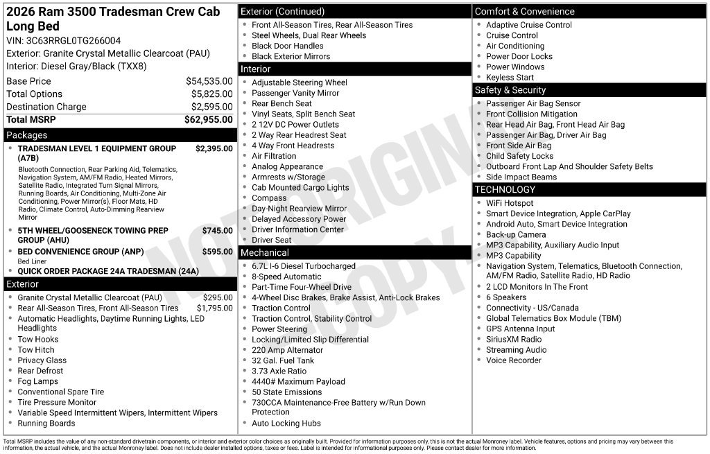 New 2026 RAM 3500 Tradesman AWD/4WD image 3