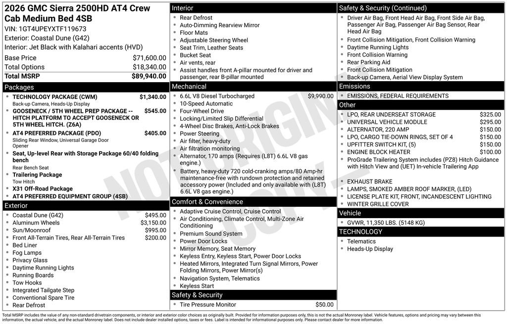 New 2026 GMC Sierra 2500 AT4 w/ Technology Package image 6