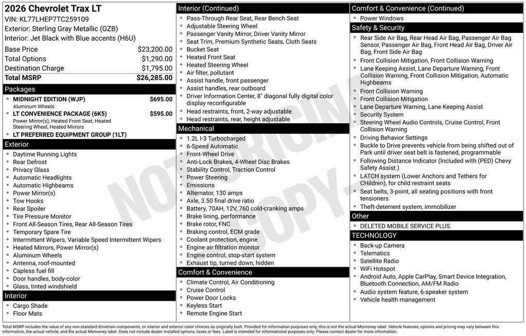 New 2026 Chevrolet Trax LT w/ Midnight Edition FWD image 6