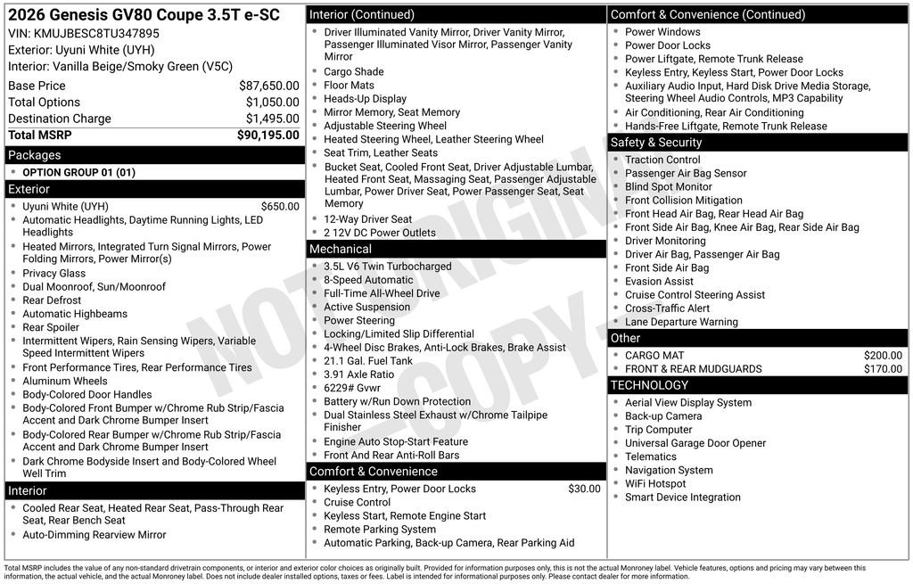 Certified 2026 Genesis GV80 3.5T e-SC AWD/4WD image 19
