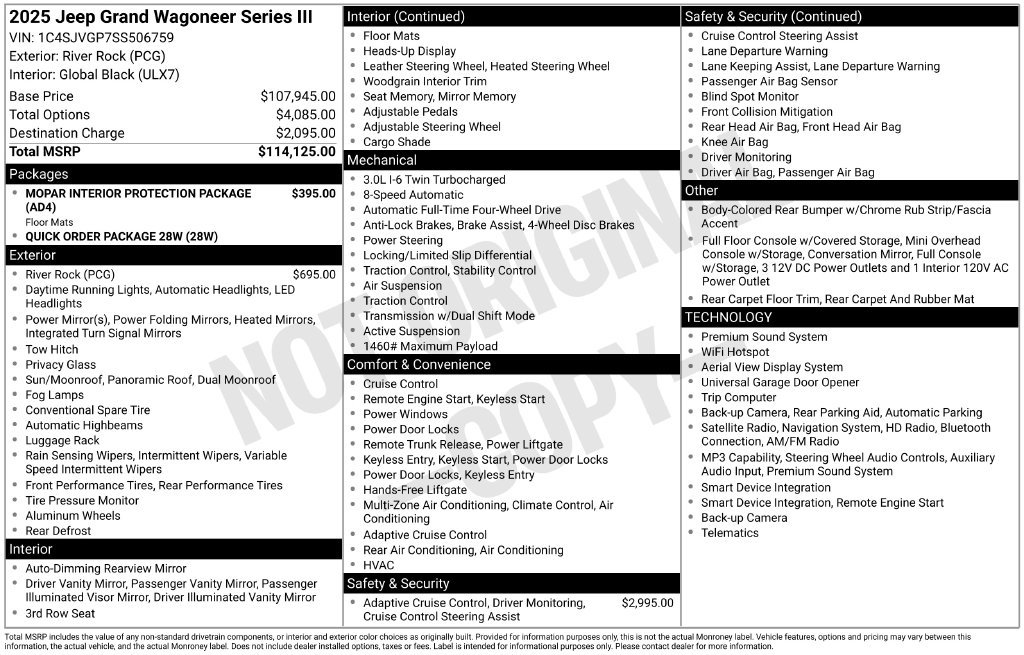 Used 2025 Jeep Grand Wagoneer Series III AWD/4WD image 3