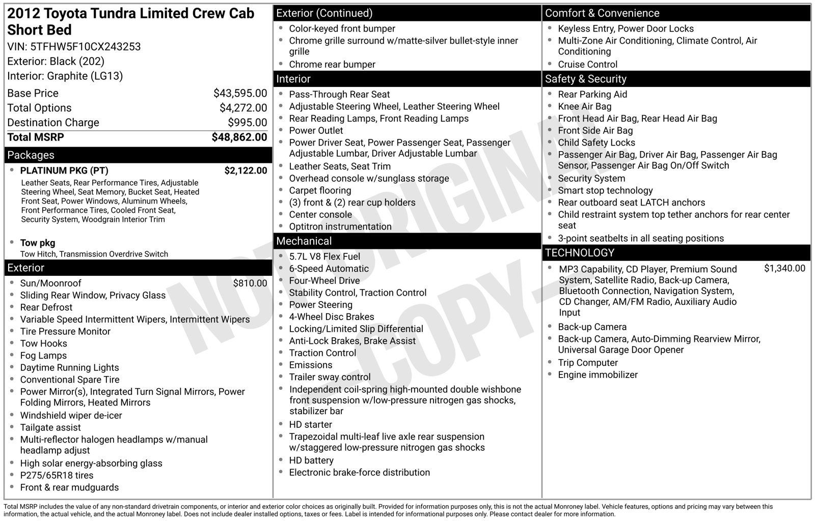Used 2012 Toyota Tundra Limited w/ Platinum Pkg AWD/4WD image 4