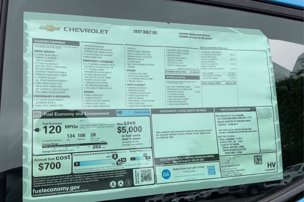 New 2027 Chevrolet Bolt RS w/ Technology Package FWD image 23