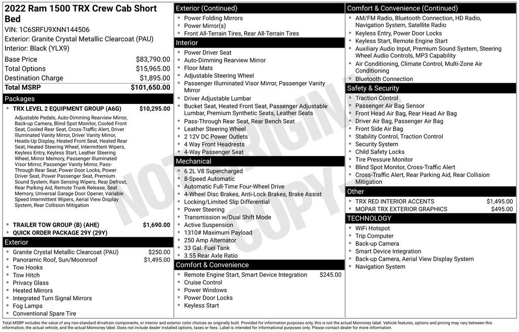 Used 2022 RAM 1500 TRX w/ TRX Level 2 Equipment Group AWD/4WD image 32