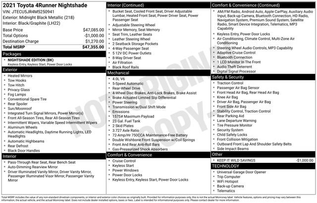 Used 2021 Toyota 4Runner Nightshade RWD image 4