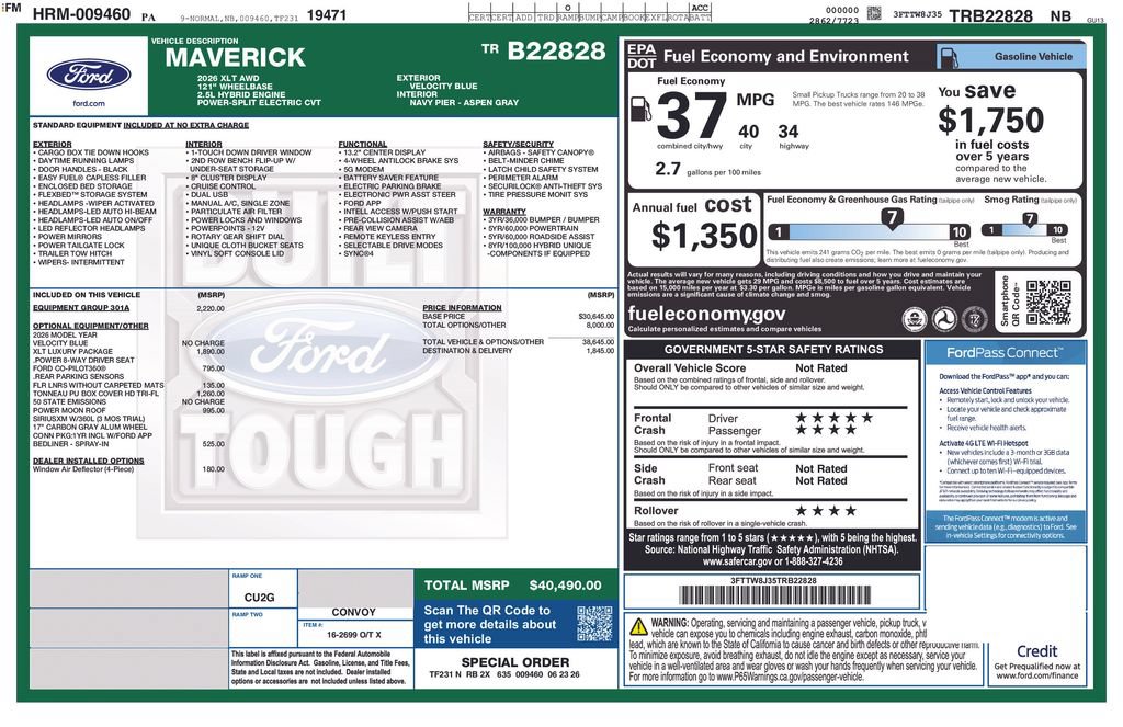 New 2026 Ford Maverick XLT w/ Equipment Group 301A AWD/4WD image 5