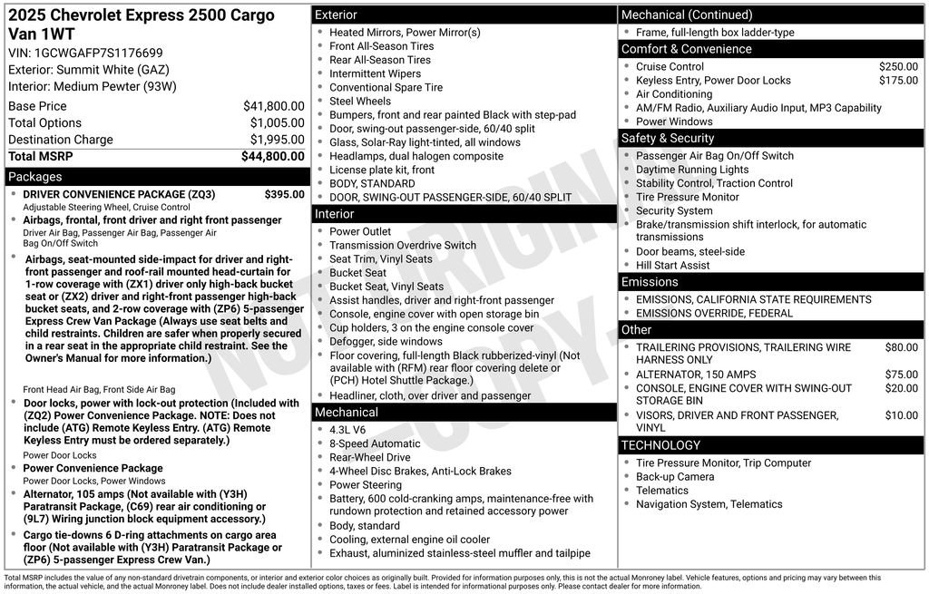 New 2025 Chevrolet Express 2500 w/ Driver Convenience Package image 6
