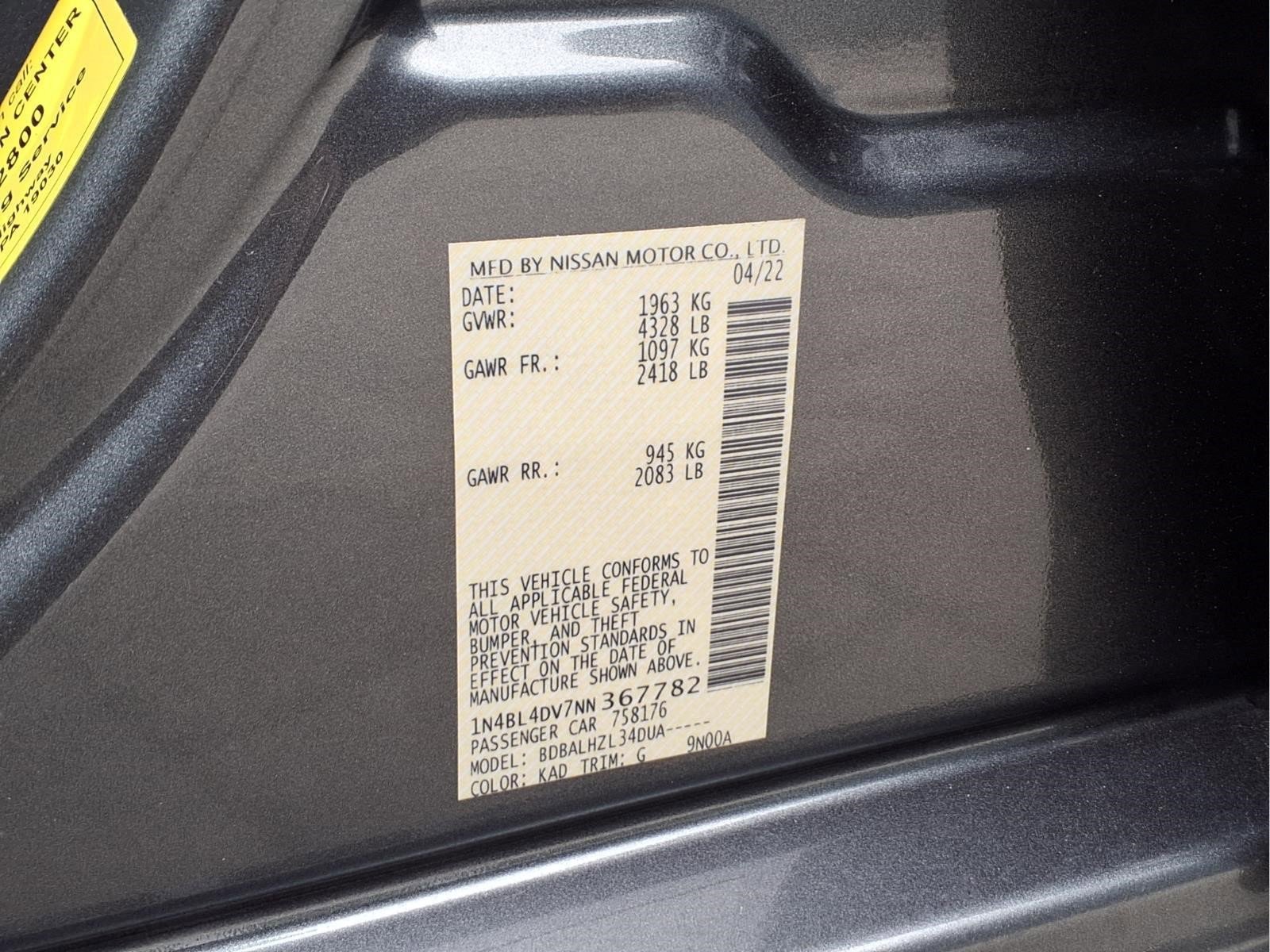 Certified 2022 Nissan Altima 2.5 SV FWD image 27