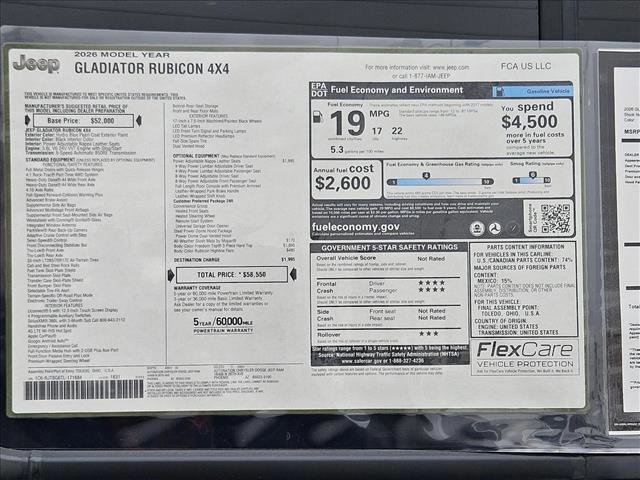 New 2026 Jeep Gladiator Rubicon w/ Steel Power Dome Hood Package image 17