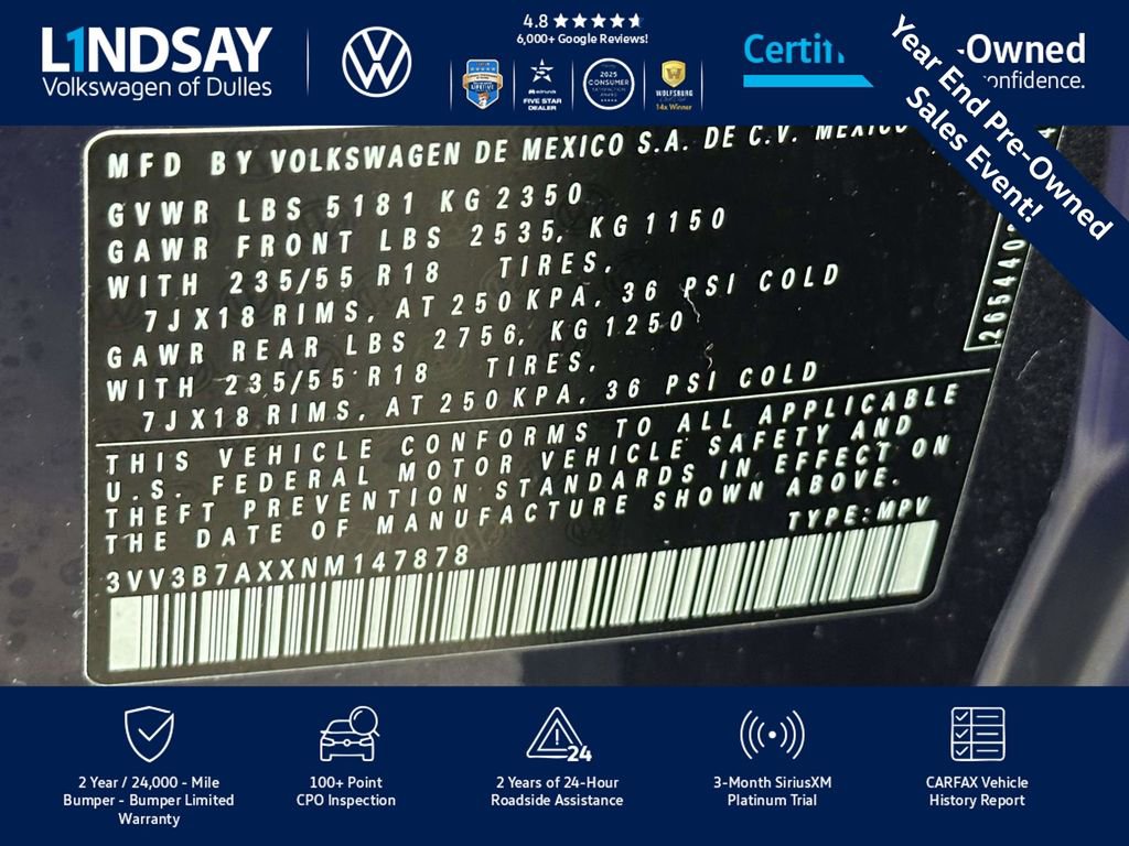 Certified 2022 Volkswagen Tiguan SE image 29