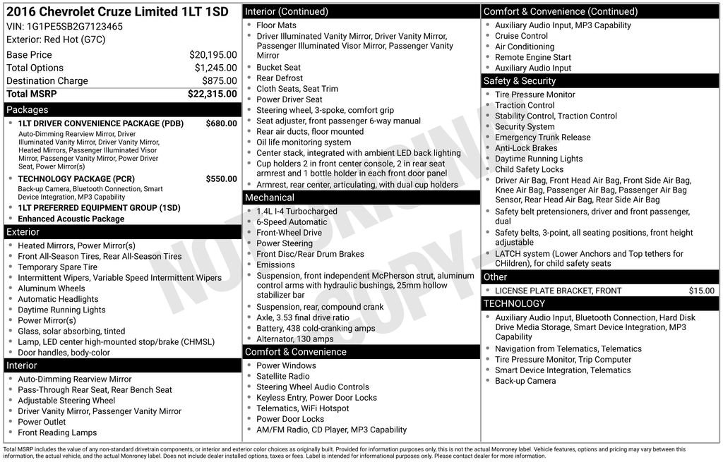 Used 2016 Chevrolet Cruze LT FWD image 12