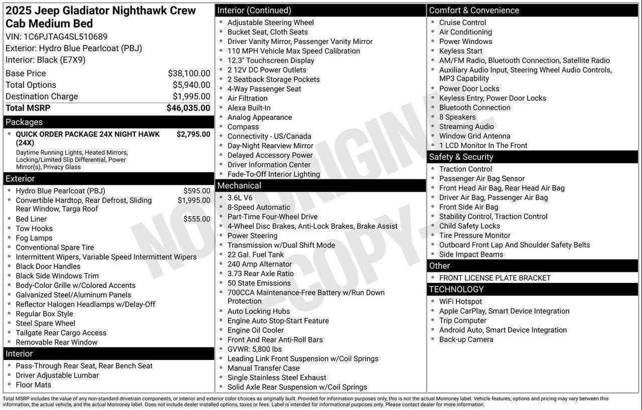 New 2025 Jeep Gladiator Sport image 82