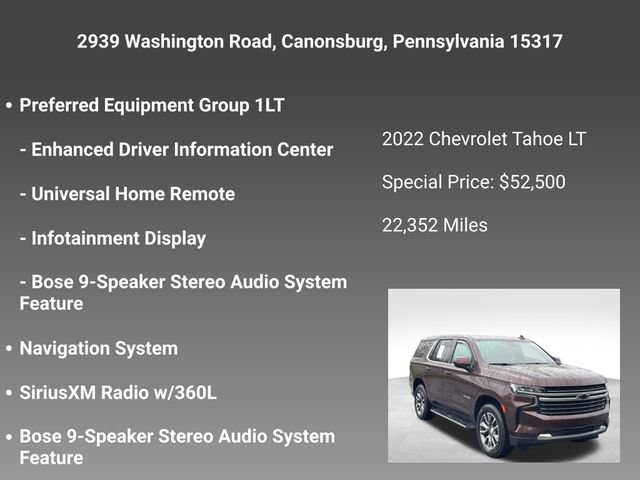 Certified 2022 Chevrolet Tahoe LT AWD/4WD image 15