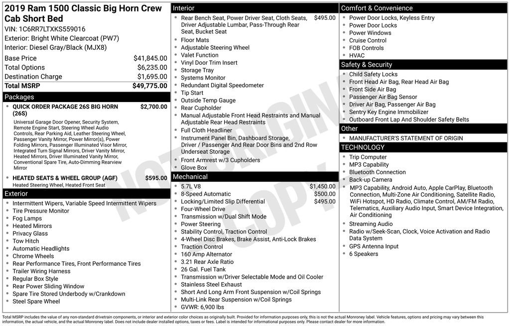 Certified 2019 RAM 1500 Big Horn AWD/4WD image 7