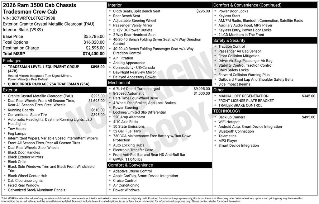 New 2026 RAM 3500 Tradesman AWD/4WD image 3