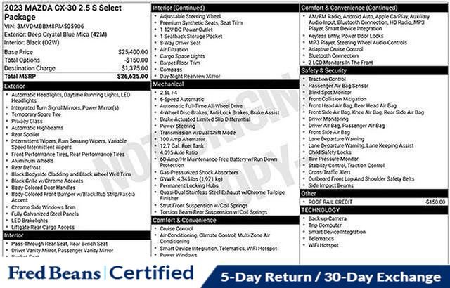 Used 2023 MAZDA CX-30 AWD 2.5 S w/ Select Package image 34