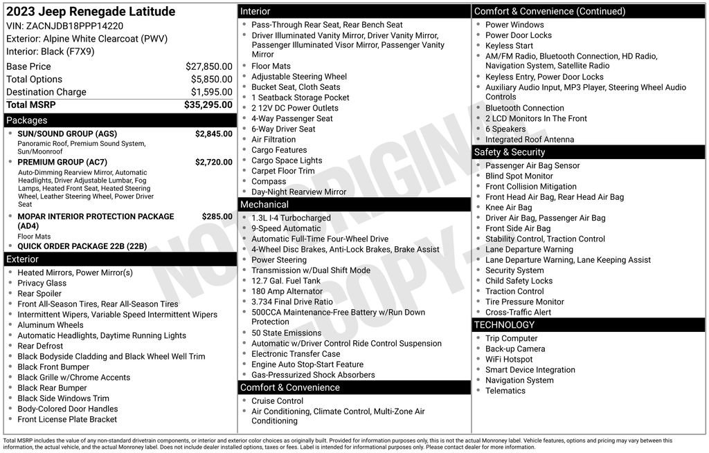 Used 2023 Jeep Renegade Latitude w/ Sun/Sound Group AWD/4WD image 40